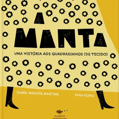 Capa de livro amarelo com flores pretas e texto em preto
