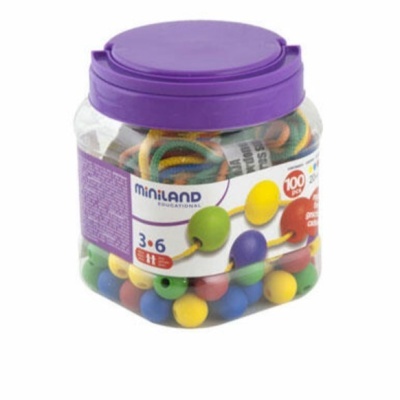 Frasco com contas coloridas para cordão com tampa roxa