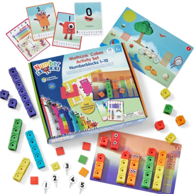 Conjunto educativo MathLink Cubes Numberblocks com cubos coloridos, cartões e livro