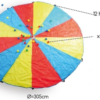 Jogo colorido redondo com 12 alças e 24 bolas sobre fundo branco