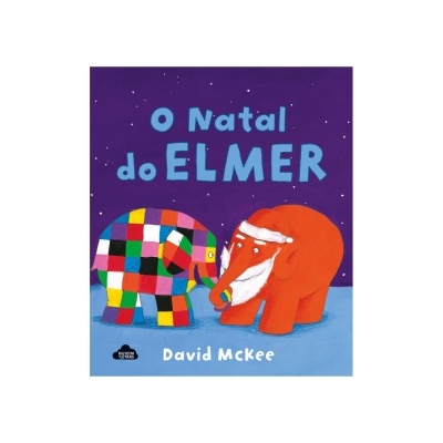 Capa do livro 'O Natal do ELMER' com elefantes coloridos