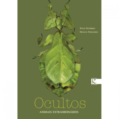 Capa de livro verde com inseto semelhante a folha e texto