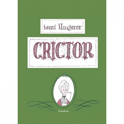 Capa do livro CRICTOR com fundo verde e ilustração de retrato oval