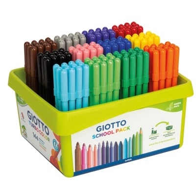 Estojo amarelo com canetas de feltro coloridas Giotto School Pack