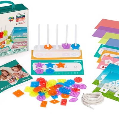 Jogo educativo miniland Smart Count Abacus com peças coloridas e base de madeira
