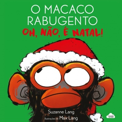 Capa de livro infantil com macaco de gorro de Natal