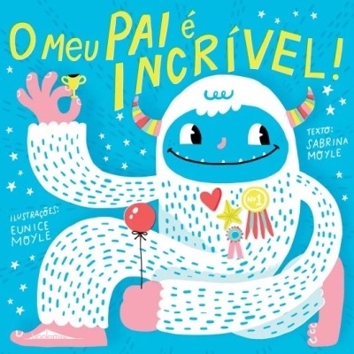 Capa de livro infantil com monstro azul e texto em português