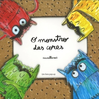 Capa do livro 'O monstro das cores' com monstros coloridos desenhados