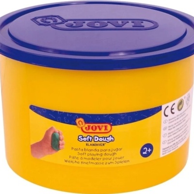 Pote amarelo com tampa roxa de massa de moldar Jovi Soft Dough