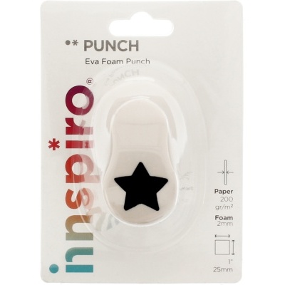 Furador de Eva espuma branco em embalagem com texto Inspiro PUNCH e ícone de estrela