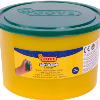 Recipiente amarelo com argamassa macia Jovi para crianças