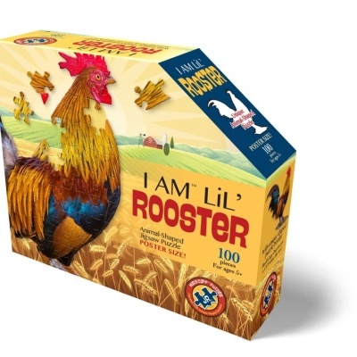Caixa de puzzle de 100 peças com imagem de galo e texto I AM Lil' ROOSTER