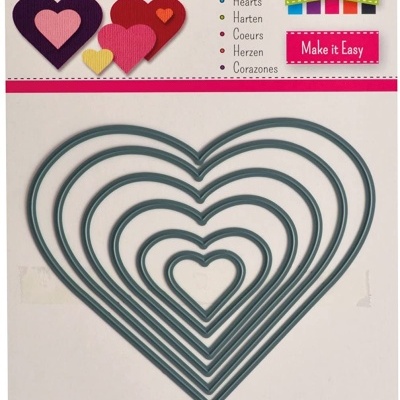 Moldes metálicos em forma de corações para corte em embalagem