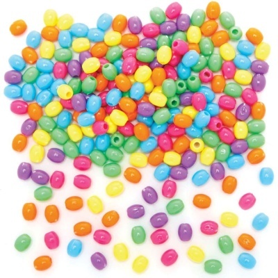 Contas plásticas coloridas ovais