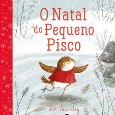 Capa de livro infantil com pássaro e título 'O Natal do Pequeno Pisco'.