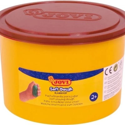 Pote amarelo com tampa castanha de massa de modelar Jovi Soft Dough