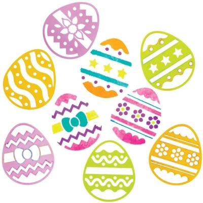 Ovos decorativos coloridos com padrões variados