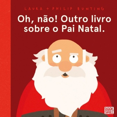 Capa de livro infantil vermelha com ilustração do Pai Natal e título em texto branco.