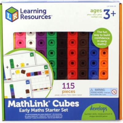 Conjunto MathLink Cubes para educação matemática inicial com peças coloridas