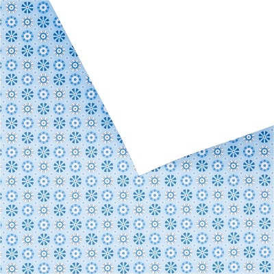 Papel de embrulho azul com padrão floral e folha branca