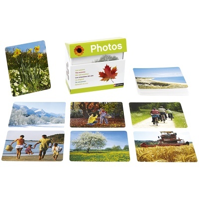 Conjunto de cartões fotográficos variados com caixa rotulada Photos