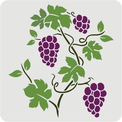 Ilustração de raminho de videira com uvas roxas e folhas verdes