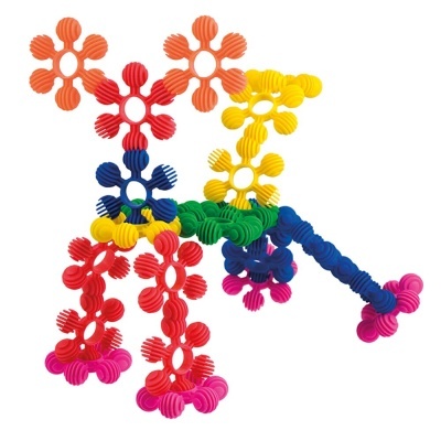 Brinquedos de montar coloridos em forma de flores texturizadas