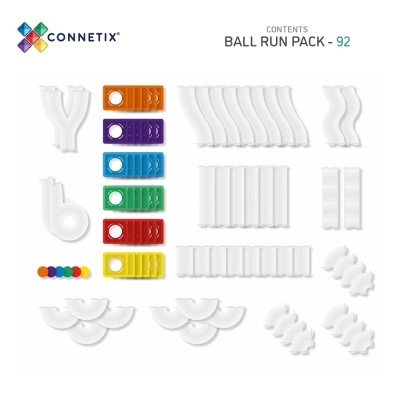 Conjunto de peças para trajeto de bola Connetix, várias curvaturas e cores