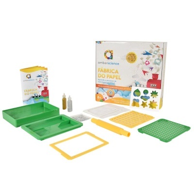 Kit completo de fabrico de papel com moldes, bandejas, cola e manual