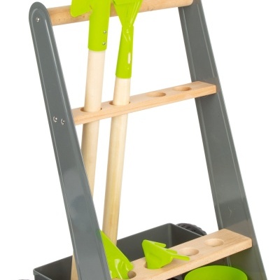 Carrinho de brinquedo infantil para jardinagem com acessórios verdes