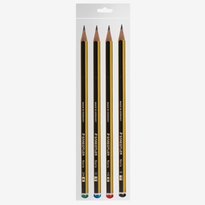 Pack de quatro lápis Staedtler Noris em embalagem plástica transparente