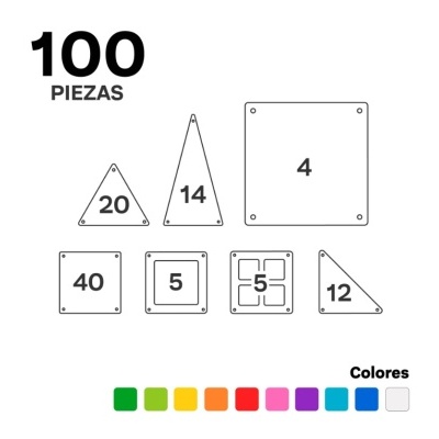 Peças geométricas coloridas com números e paleta de cores