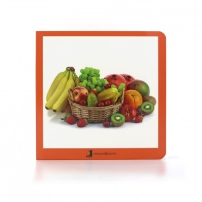 Capa de livro infantil com imagem de cesta de frutas coloridas