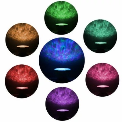 Luzes redondas coloridas com padrões nebulosos em várias cores dispostas em círculo