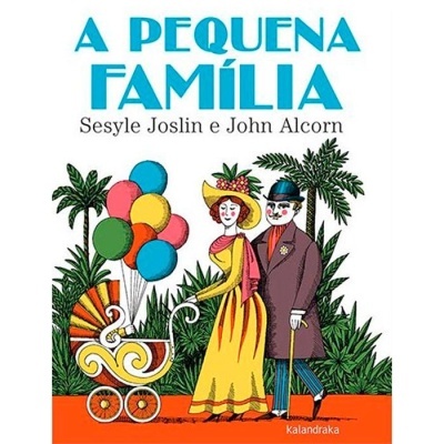 Livro infantil 'A PEQUENA FAMÍLIA' com ilustração de casal e carrinho de bebé