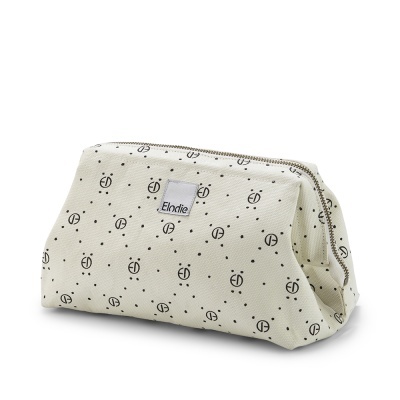 Necessaire creme com padrão e fecho zip