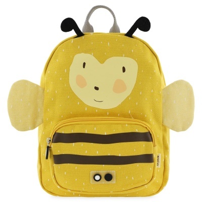 Mochila infantil amarela com design de abelha e asas laterais