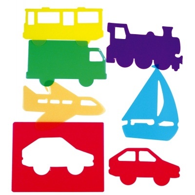 Conjunto de moldes plásticos coloridos para veículos