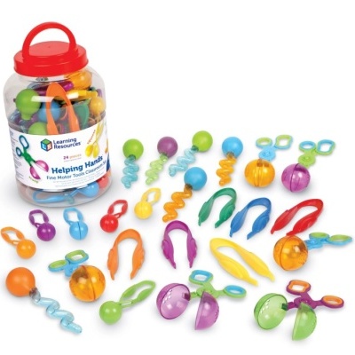 Brinquedos de plástico coloridos para habilidades motoras finas em frasco transparente com tampa vermelha