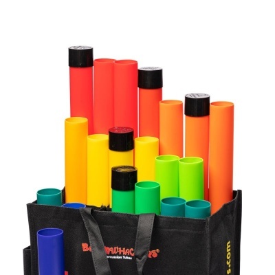 Tubos de percussão coloridos em bolsa preta Boomwhackers