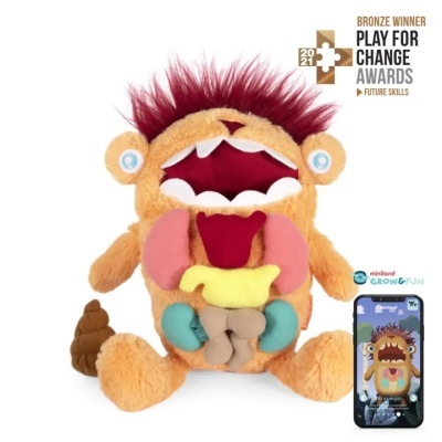 pelúcia educativa com órgãos internos e app no smartphone