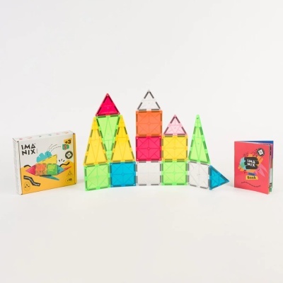 Blocos magnéticos coloridos IMANIX com caixa e manual