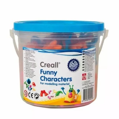 Recipiente de massa de modelar Creall Funny Characters com várias cores e tampa azul
