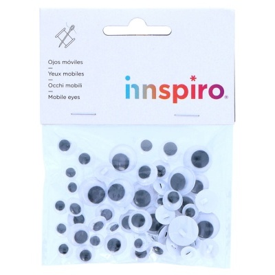 Embalagem de olhos móveis de plástico variados, marca innspiro