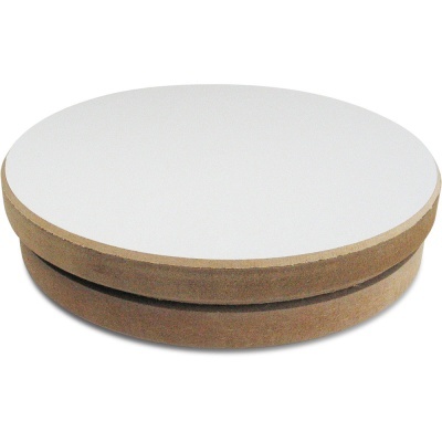 Disco giratório redondo em madeira e MDF com topo branco