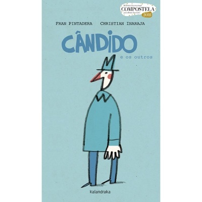 Capa de livro Cándido e os outros com ilustração azul simples e texto