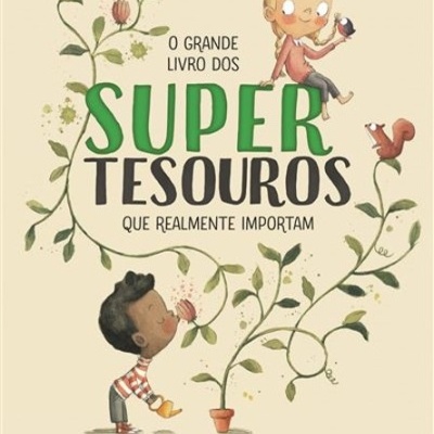 Capa de livro infantil com título e ilustração de crianças e plantas