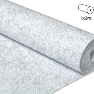Rolo branco de material fibroso com dimensões 1x2m e espessura 1mm