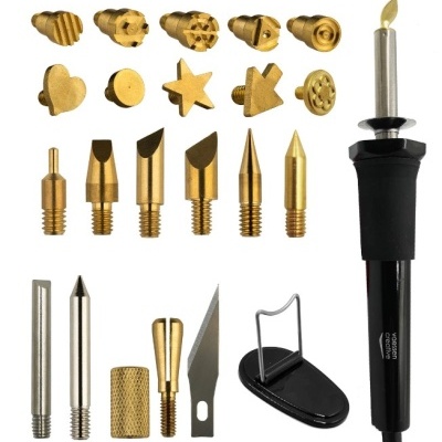 Conjunto de ferramentas para gravação eletrónica com várias pontas e suporte preto