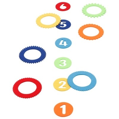 Tapetes coloridos numerados de 1 a 6 sobre fundo branco